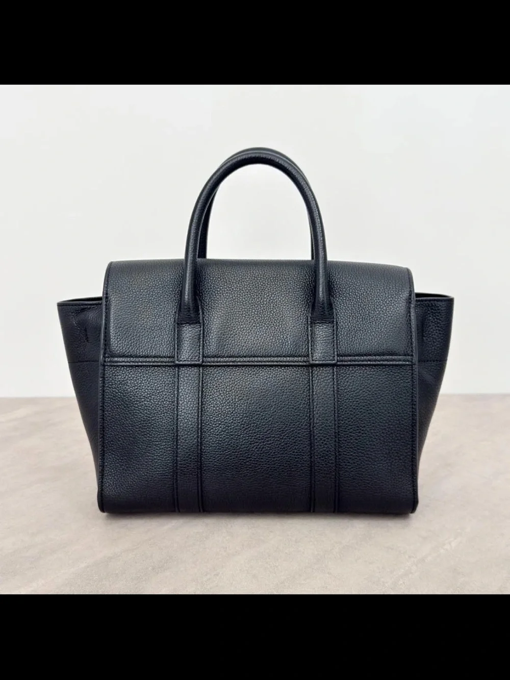 Mulberry Black Leather Top-Handle Satchel with Gold Hardware